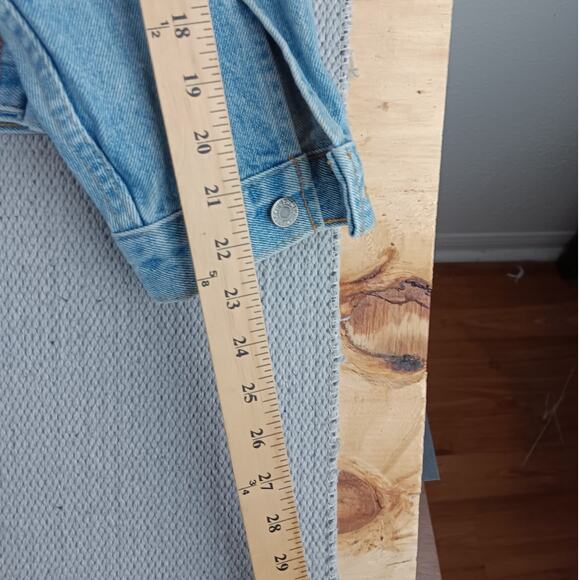 Vintage Tyca USA Denim Trucker Jacket Womens XXL Blue Fade Embossed Curves 80s - Picture 12 of 13